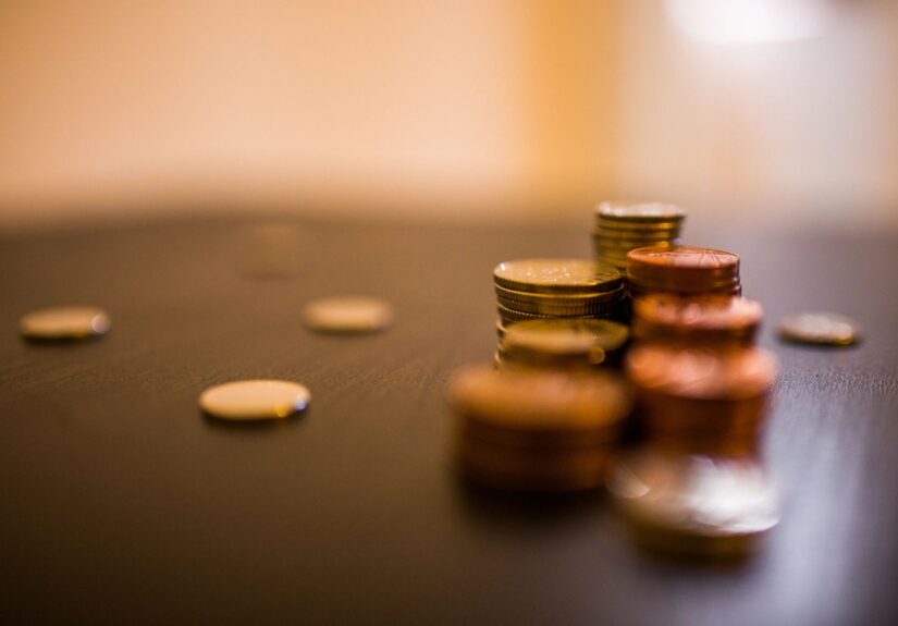 coins on table